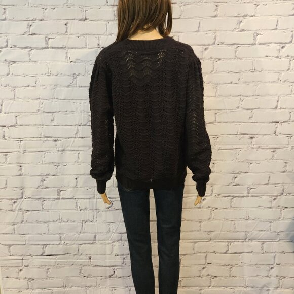 MANGO, Black open knit pullover sweater - Picture 10 of 12